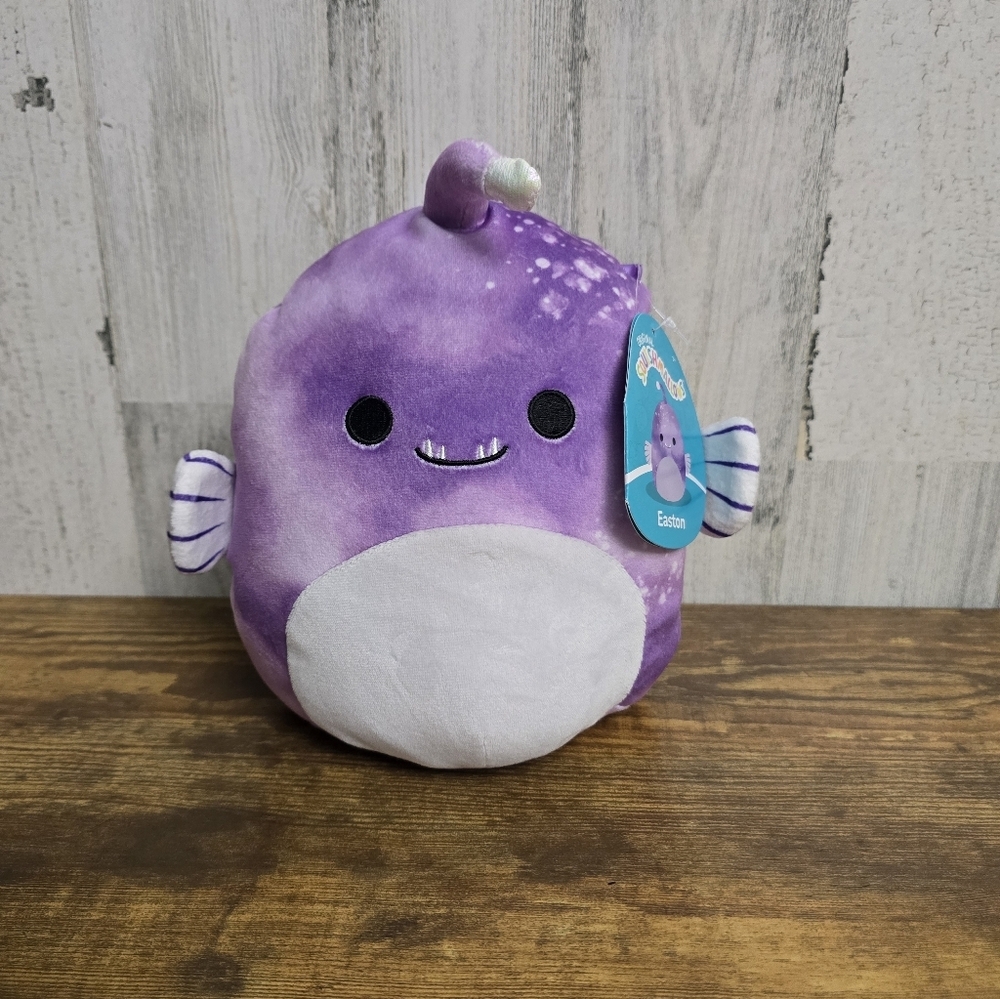 New Squishmallows Easton the Anglerfish 8" Purple Plush